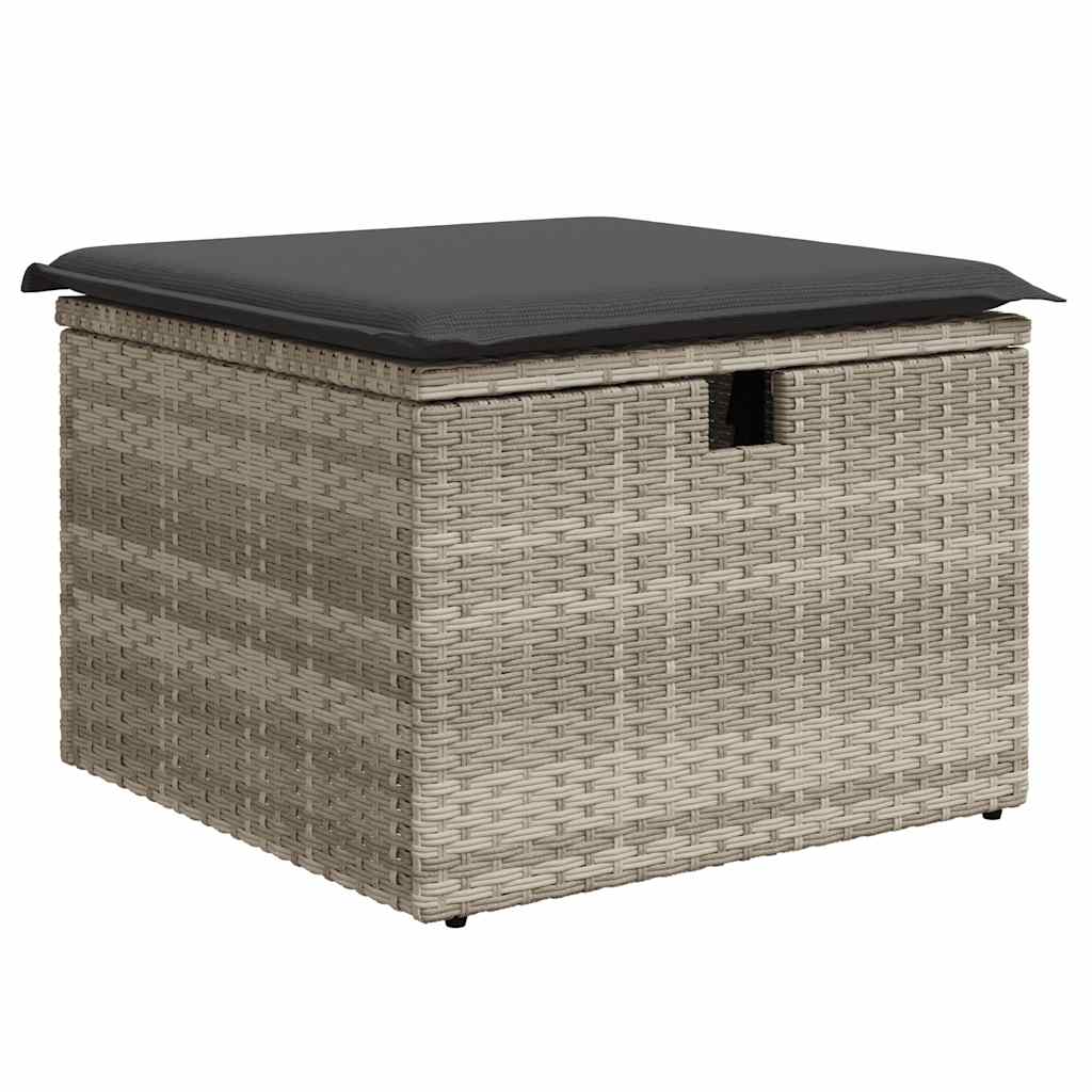 Set Divano da Giardino 5pz con Cuscini Grigio Chiaro Polyrattan