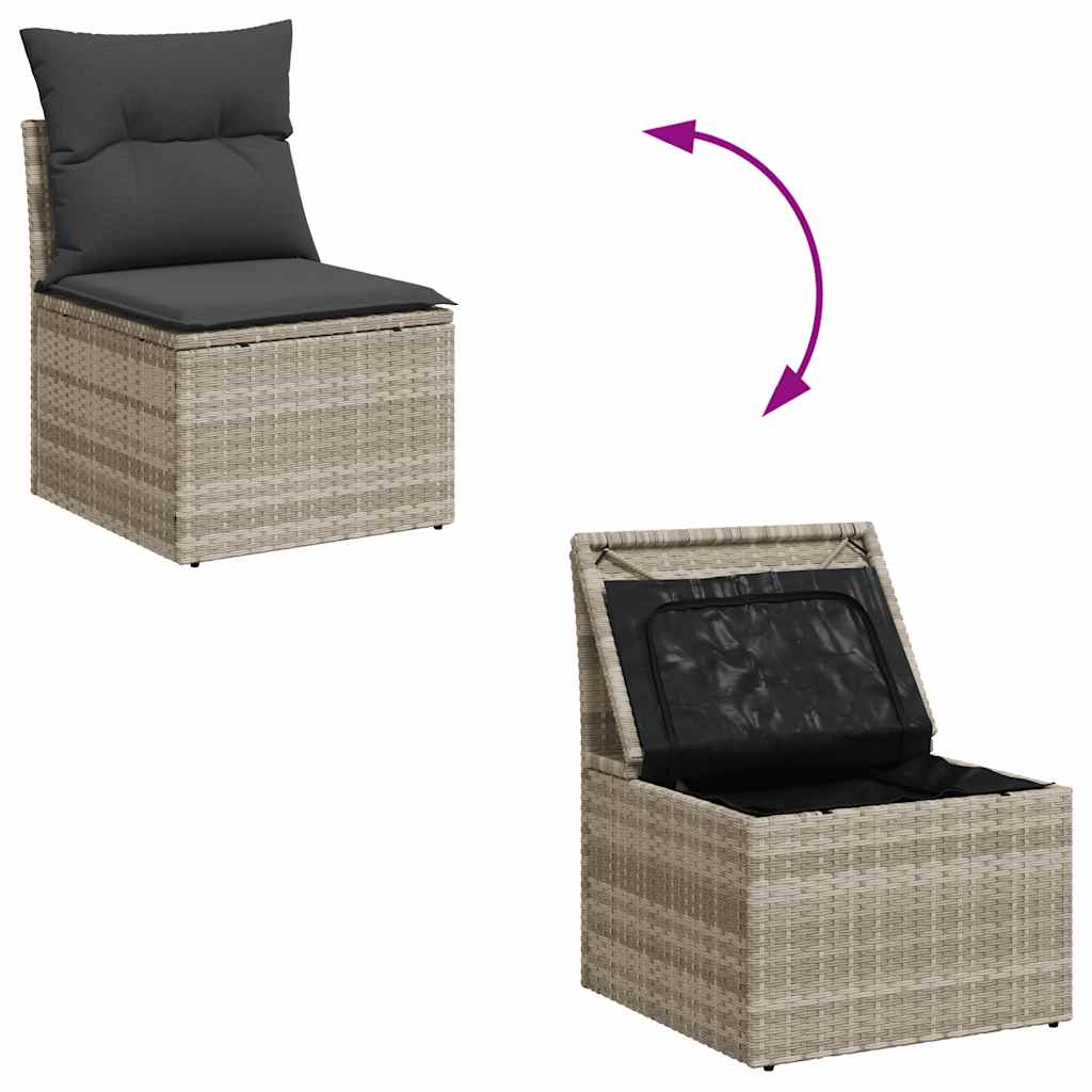 Set Divano da Giardino 6pz con Cuscini Grigio Chiaro Polyrattan