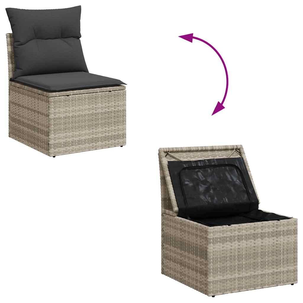 Set Divano da Giardino 6pz con Cuscini Grigio Chiaro Polyrattan