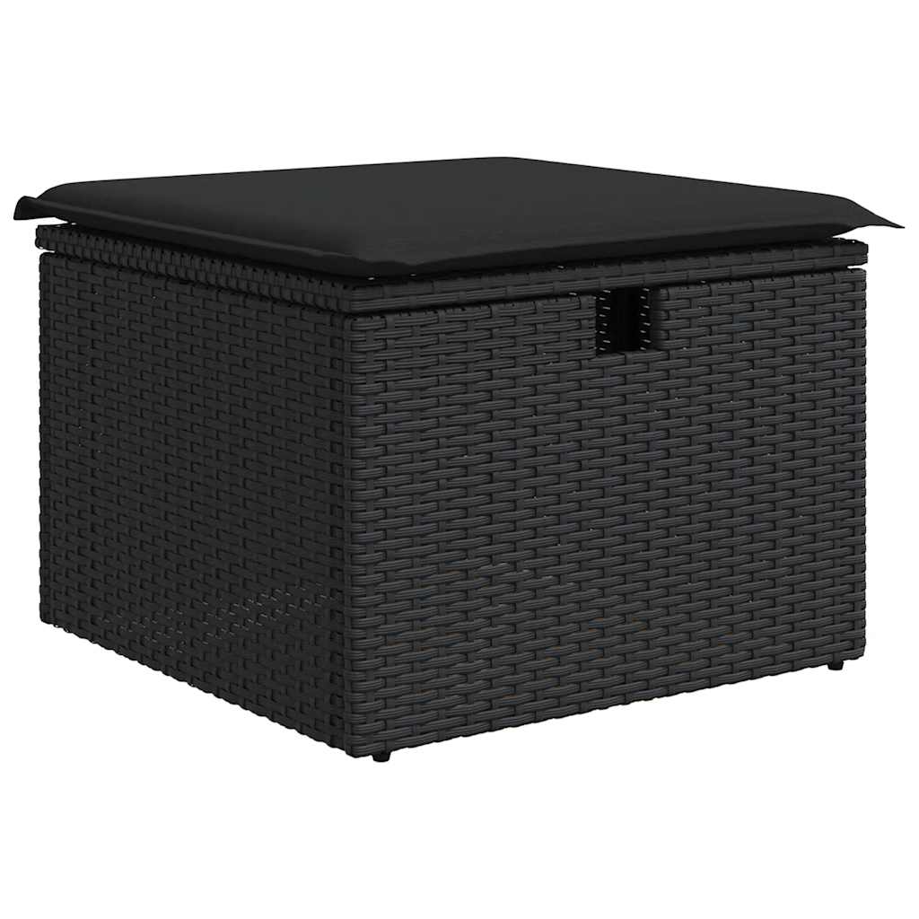 Set Divani da Giardino con Cuscini 7pz Nero Polyrattan