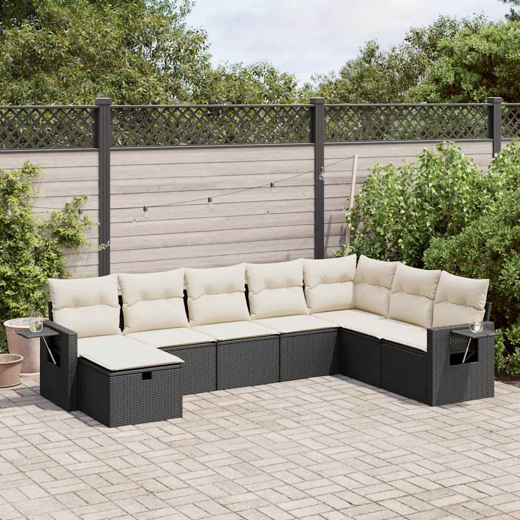 Set Divani da Giardino con Cuscini 8 pz Nero in Polyrattan