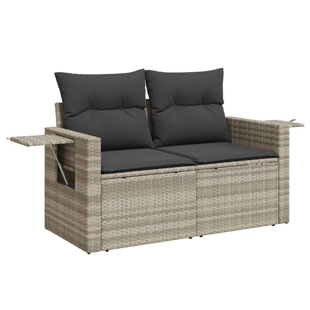 Set Divano da Giardino 8pz con Cuscini Grigio Chiaro Polyrattan