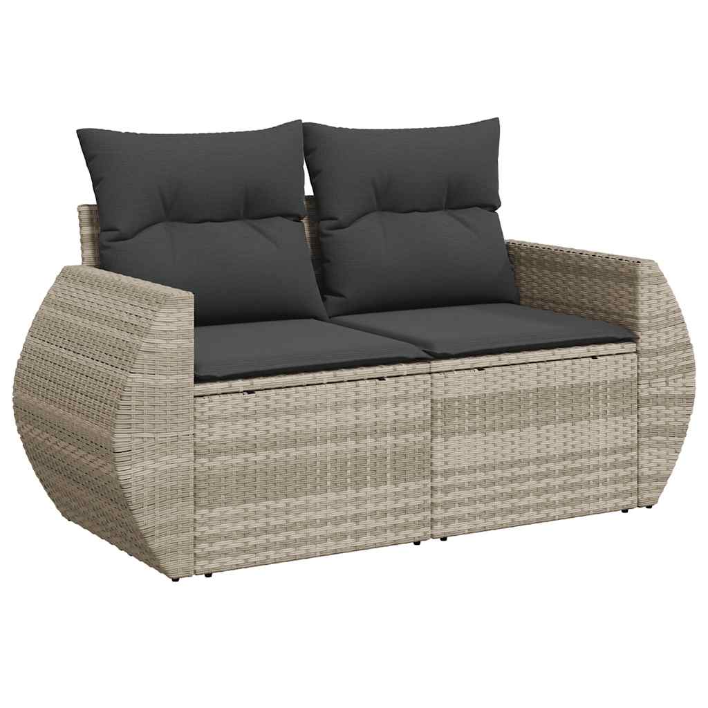 Set Divano da Giardino 4pz con Cuscini Grigio Chiaro Polyrattan