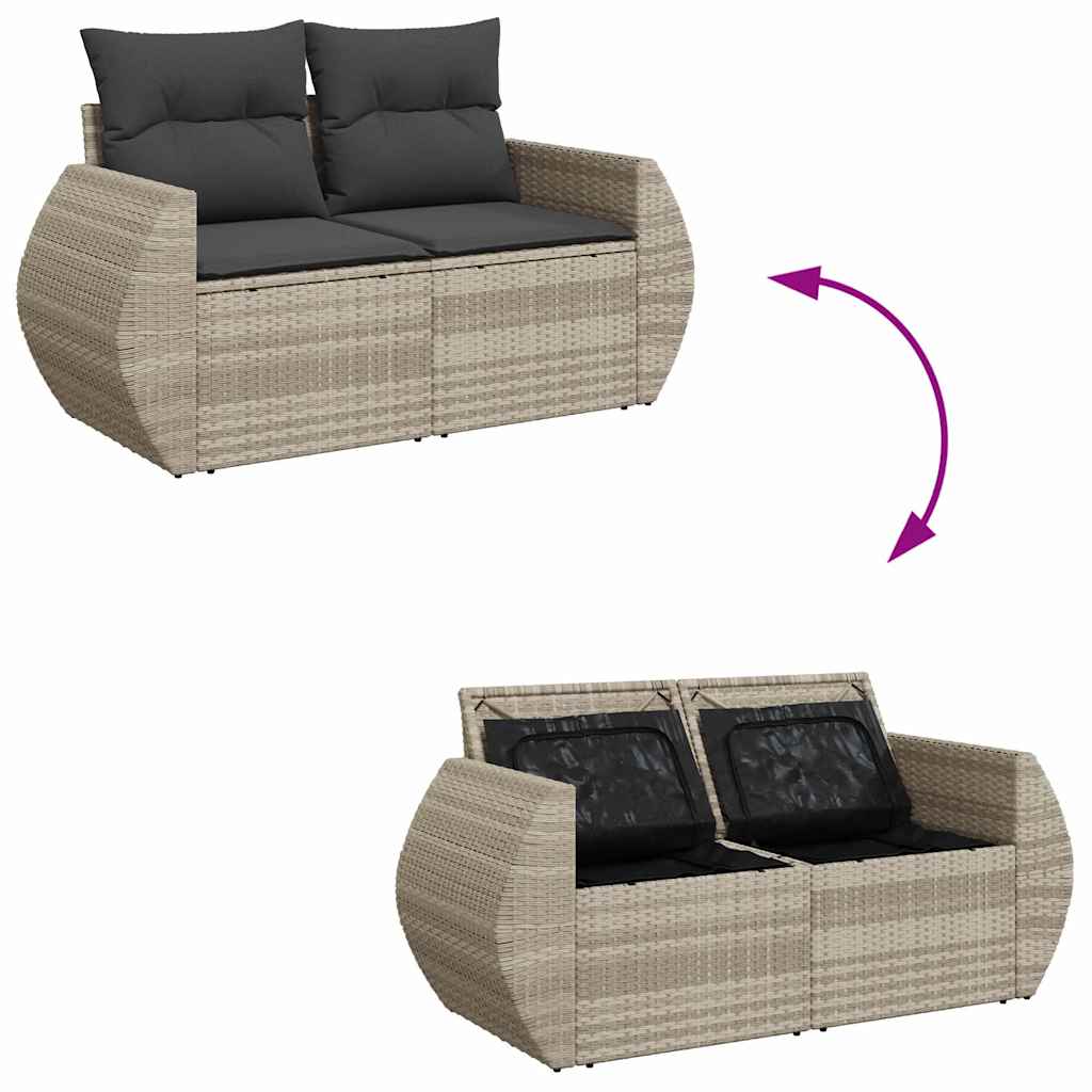 Set Divano da Giardino 4pz con Cuscini Grigio Chiaro Polyrattan