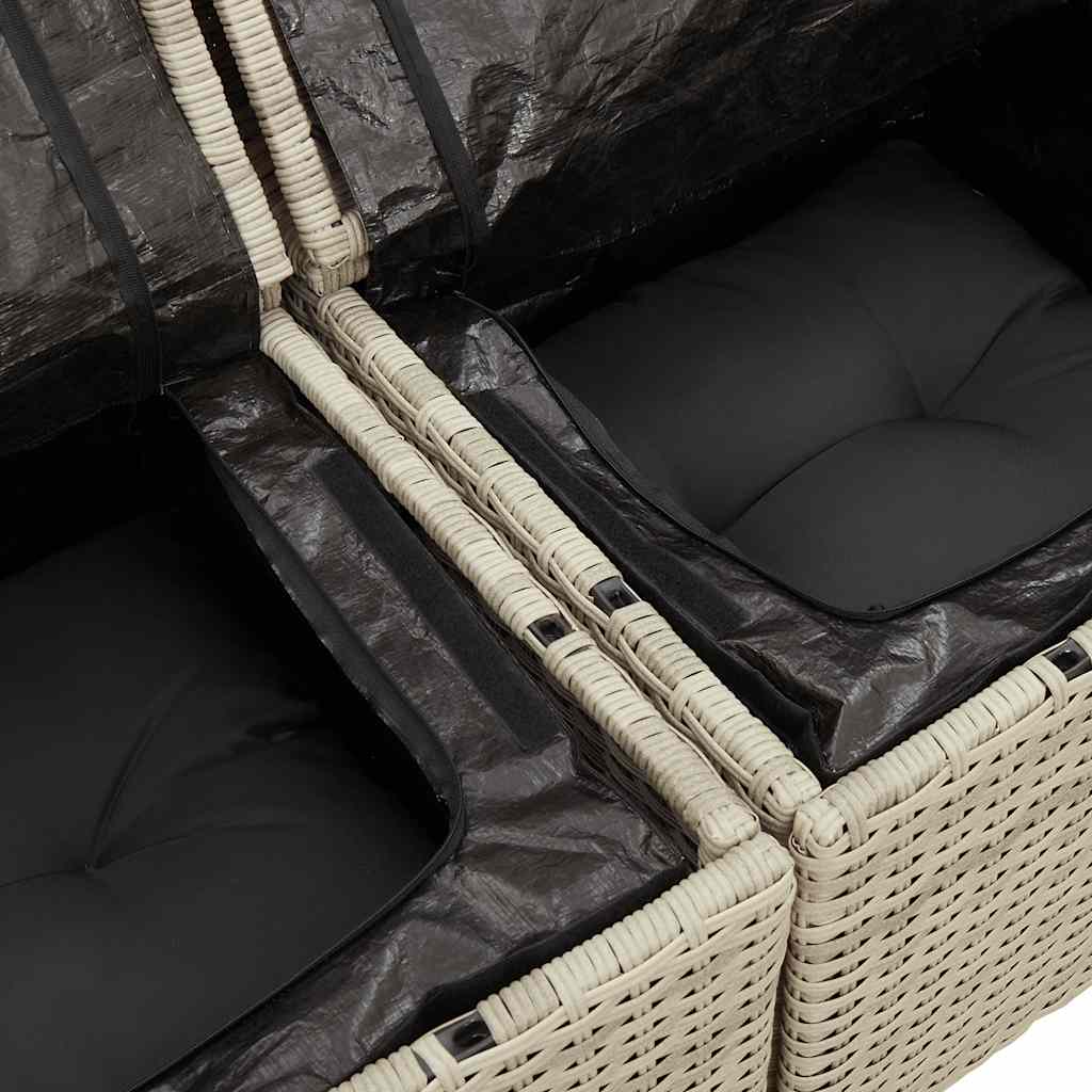 Set Divano da Giardino 4pz con Cuscini Grigio Chiaro Polyrattan