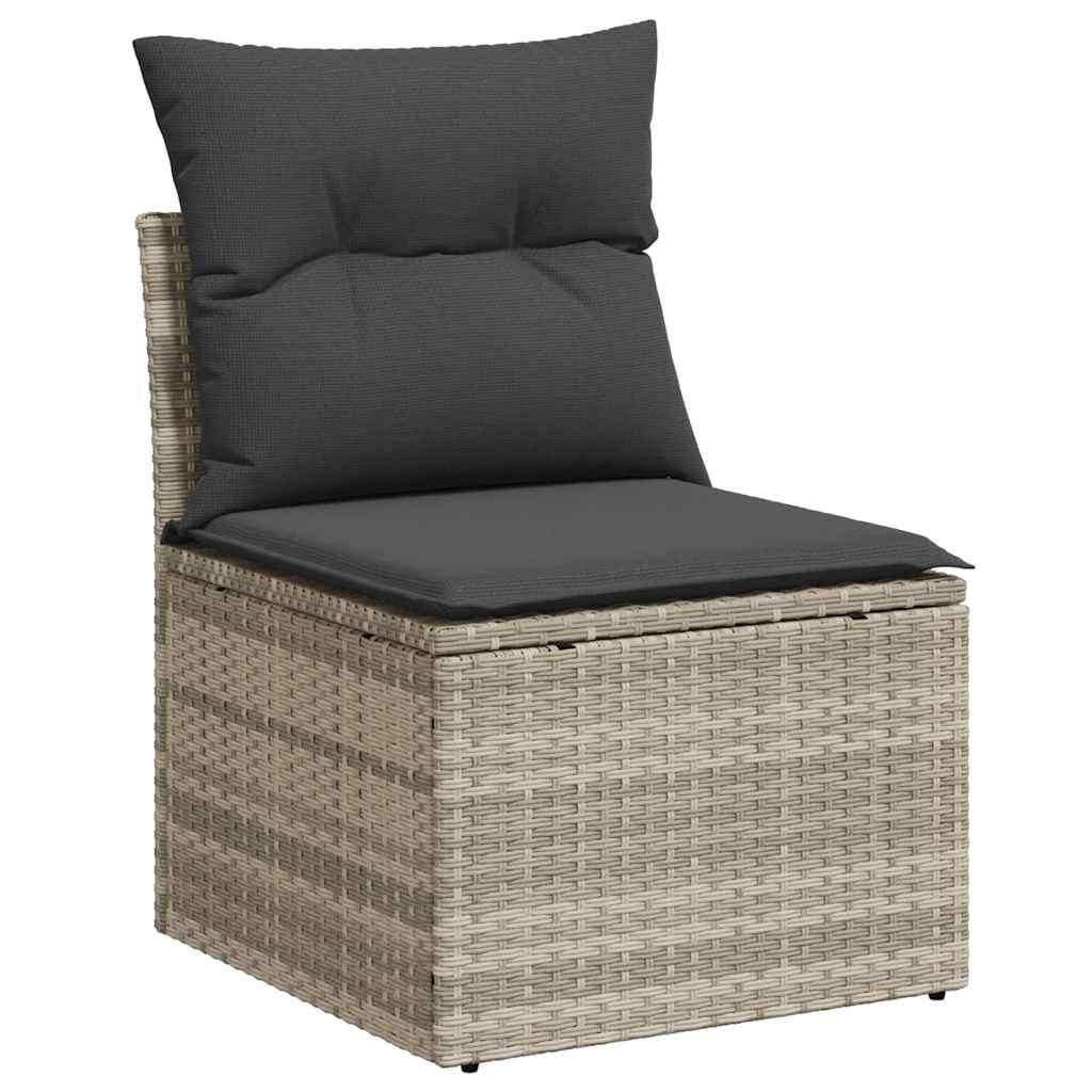 Set Divano da Giardino 5pz con Cuscini Grigio Chiaro Polyrattan