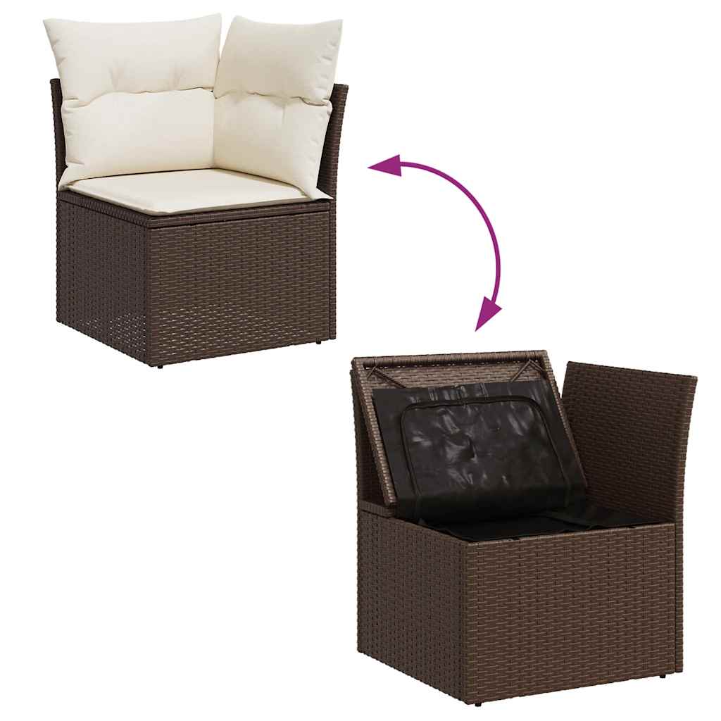 Set Divano da Giardino 6 pz con Cuscini Marrone in Polyrattan