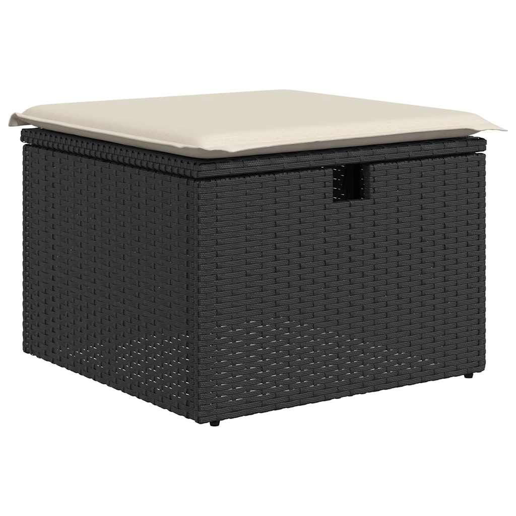 Set Divano da Giardino 6 pz con Cuscini Nero in Polyrattan