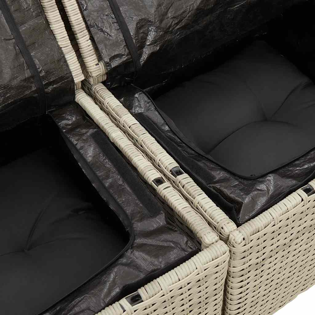 Set Divano da Giardino 6pz con Cuscini Grigio Chiaro Polyrattan