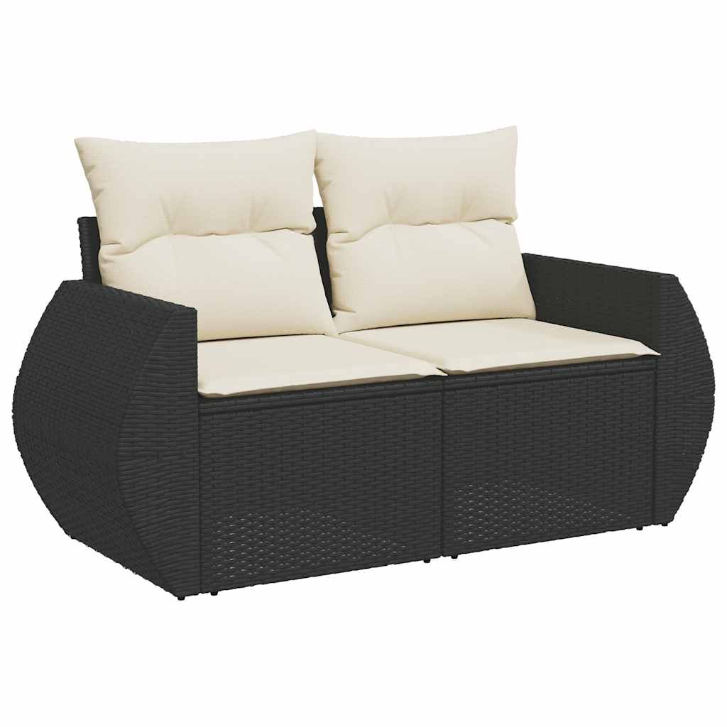 Set Divani da Giardino 9 pz con Cuscini Nero in Polyrattan