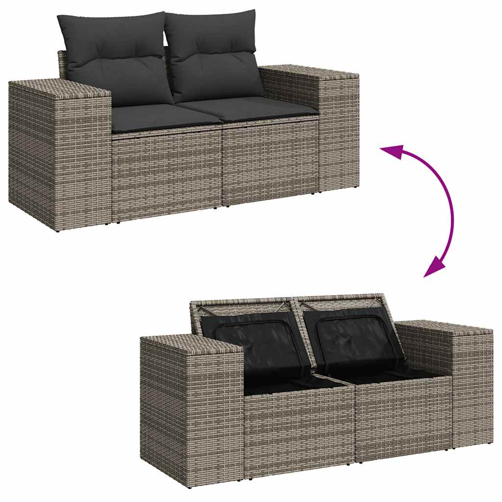 Set Divani da Giardino 4 pz con Cuscini in Polyrattan Grigio