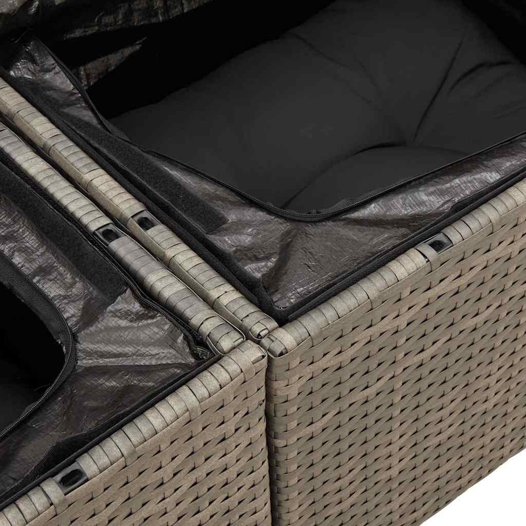 Set Divani da Giardino 4 pz con Cuscini in Polyrattan Grigio