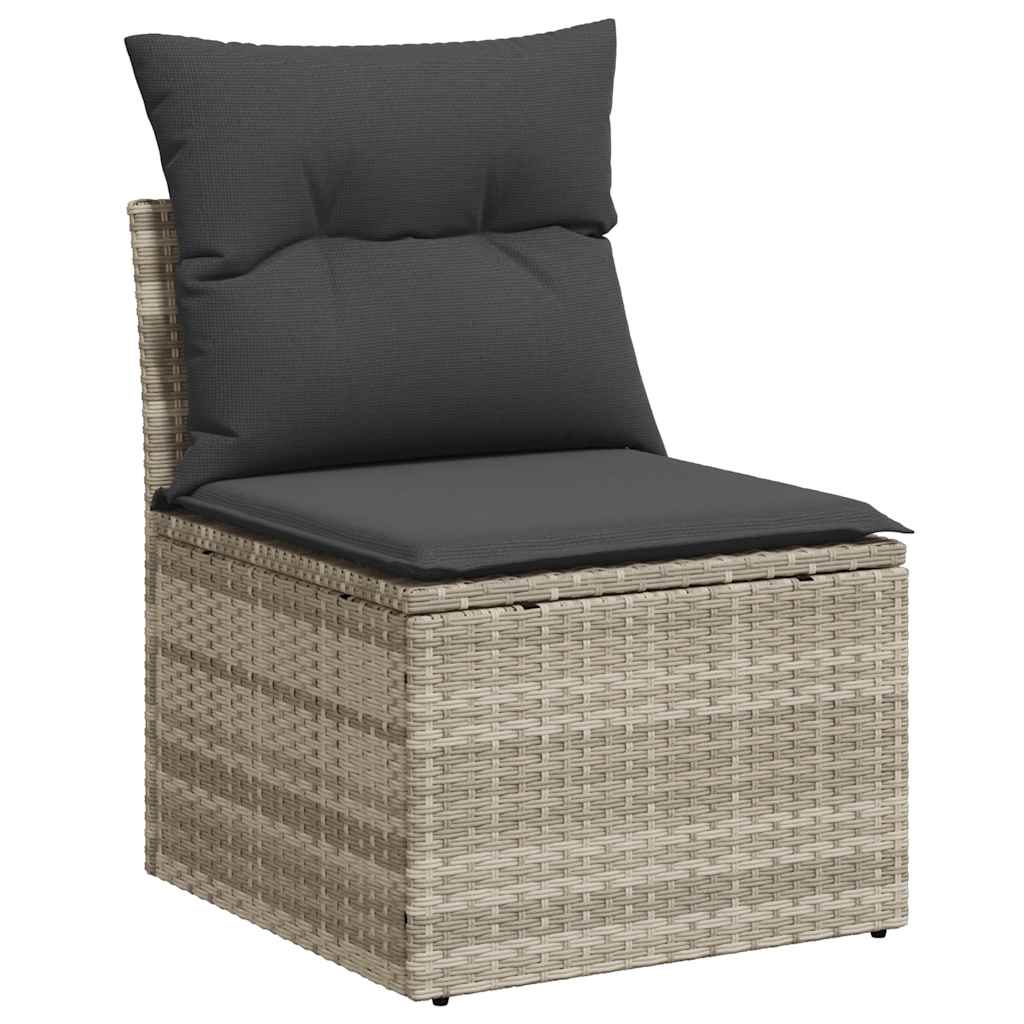 Set Divano da Giardino 4pz con Cuscini Grigio Chiaro Polyrattan