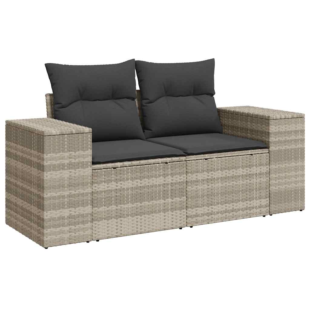 Set Divano da Giardino 4pz con Cuscini Grigio Chiaro Polyrattan