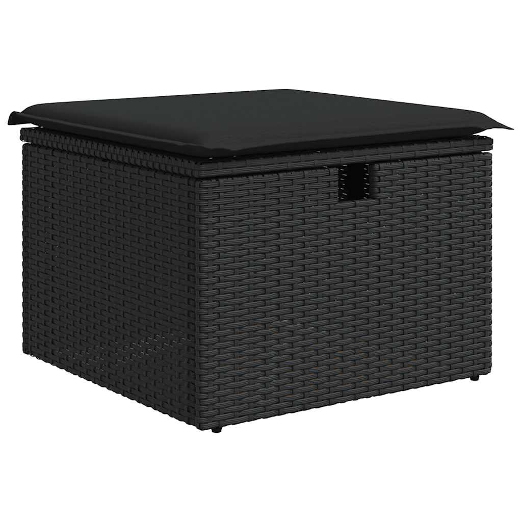 Set Divani da Giardino 5 pz con Cuscini in Polyrattan Nero