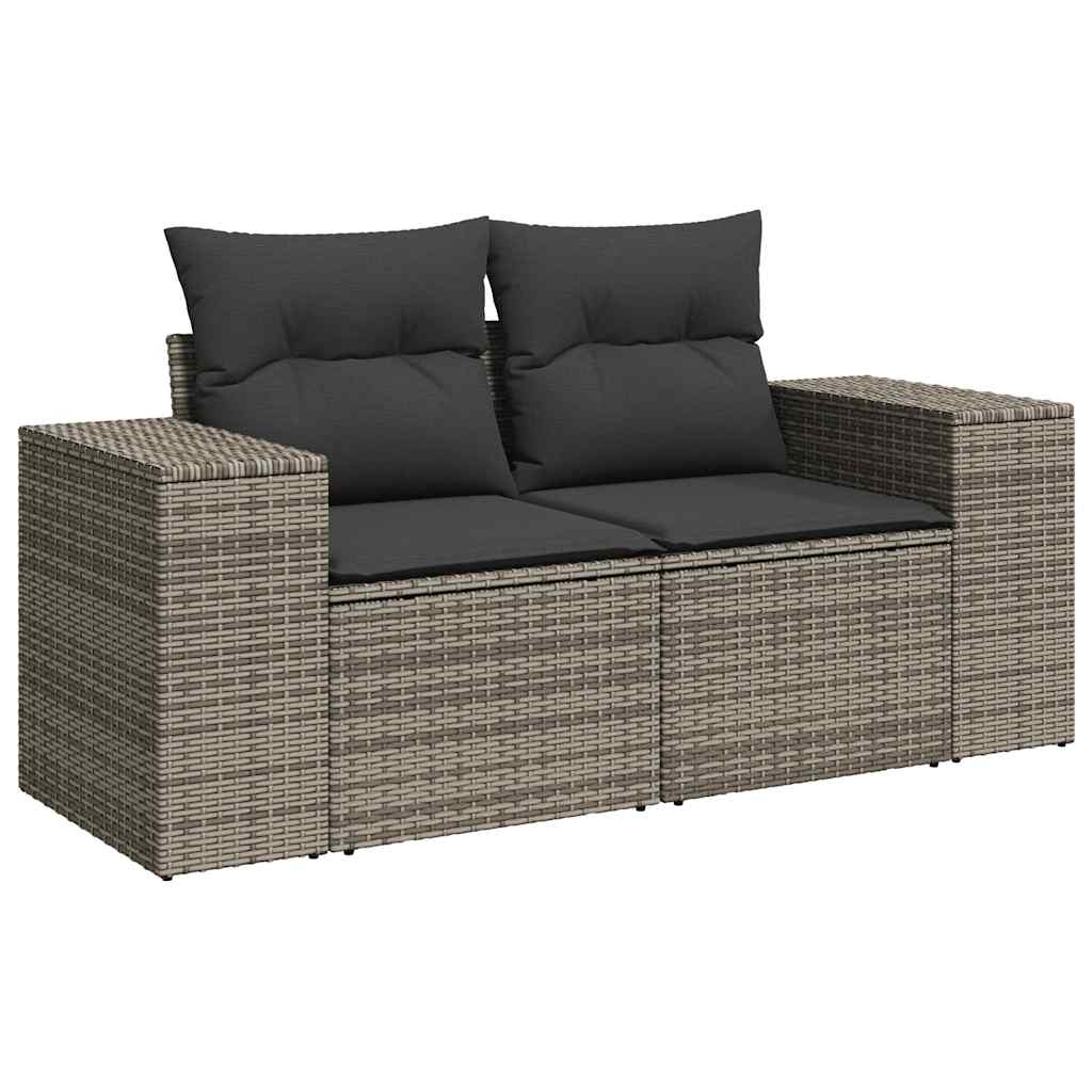 Set Divano da Giardino 5 pz con Cuscini Grigio in Polyrattan