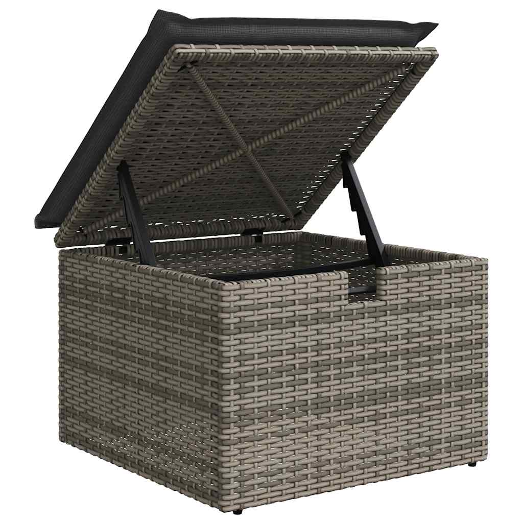 Set Divano da Giardino 9 pz con Cuscini Grigio in Polyrattan