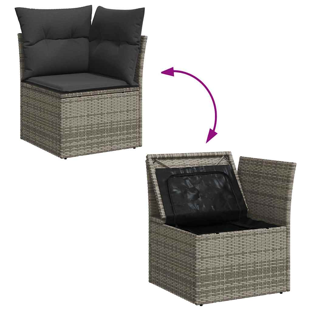 Set Divano da Giardino 6 pz con Cuscini Grigio in Polyrattan