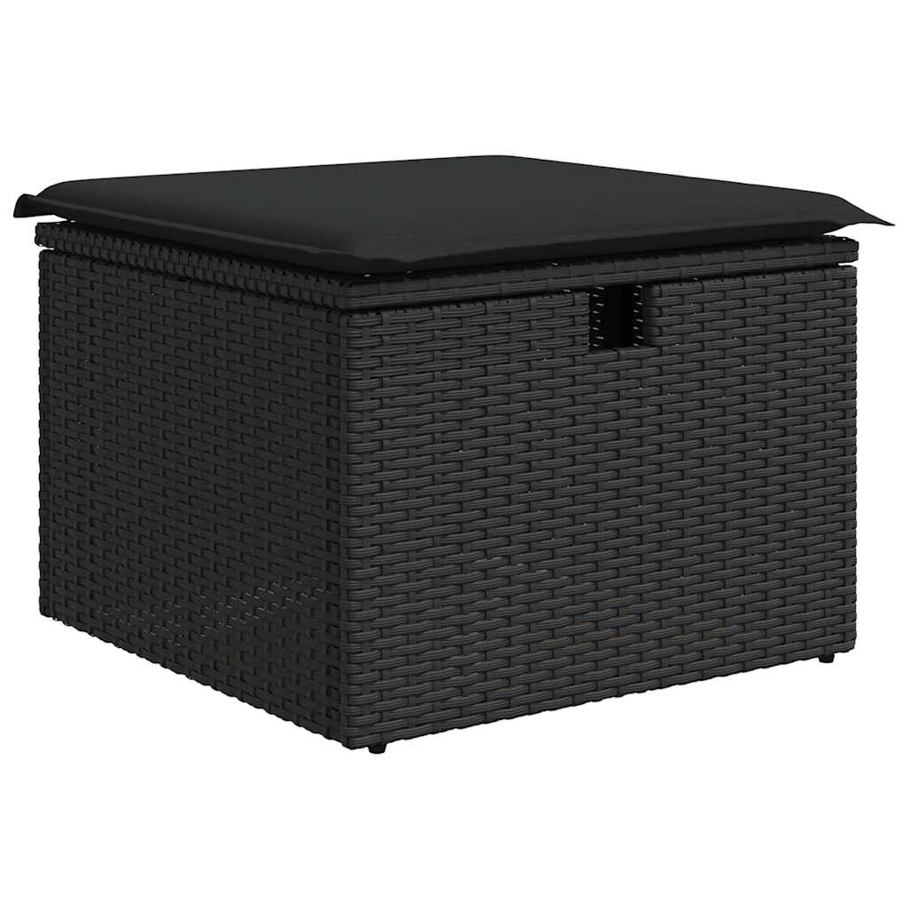 Set Divani da Giardino 9 pz con Cuscini Nero in Polyrattan