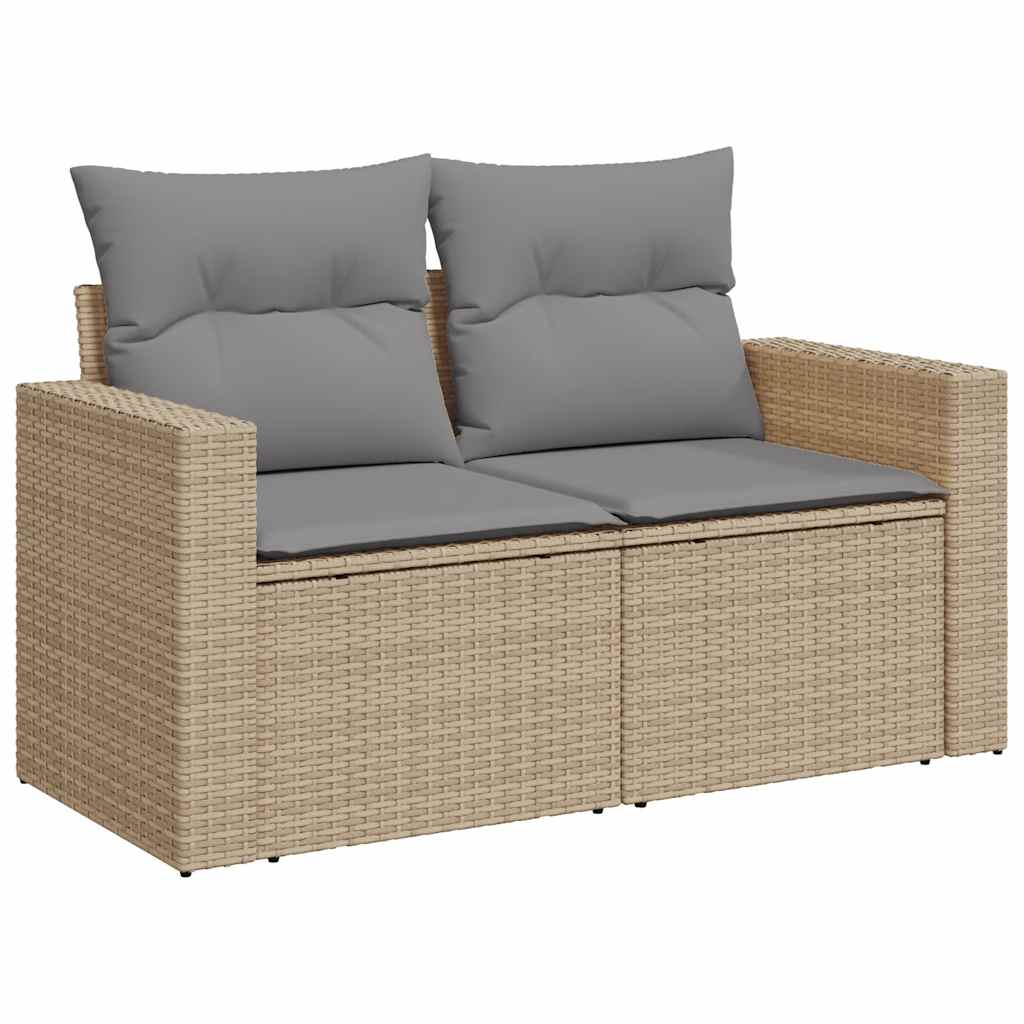 Set Divani da Giardino 7 pz con Cuscini Beige in Polyrattan