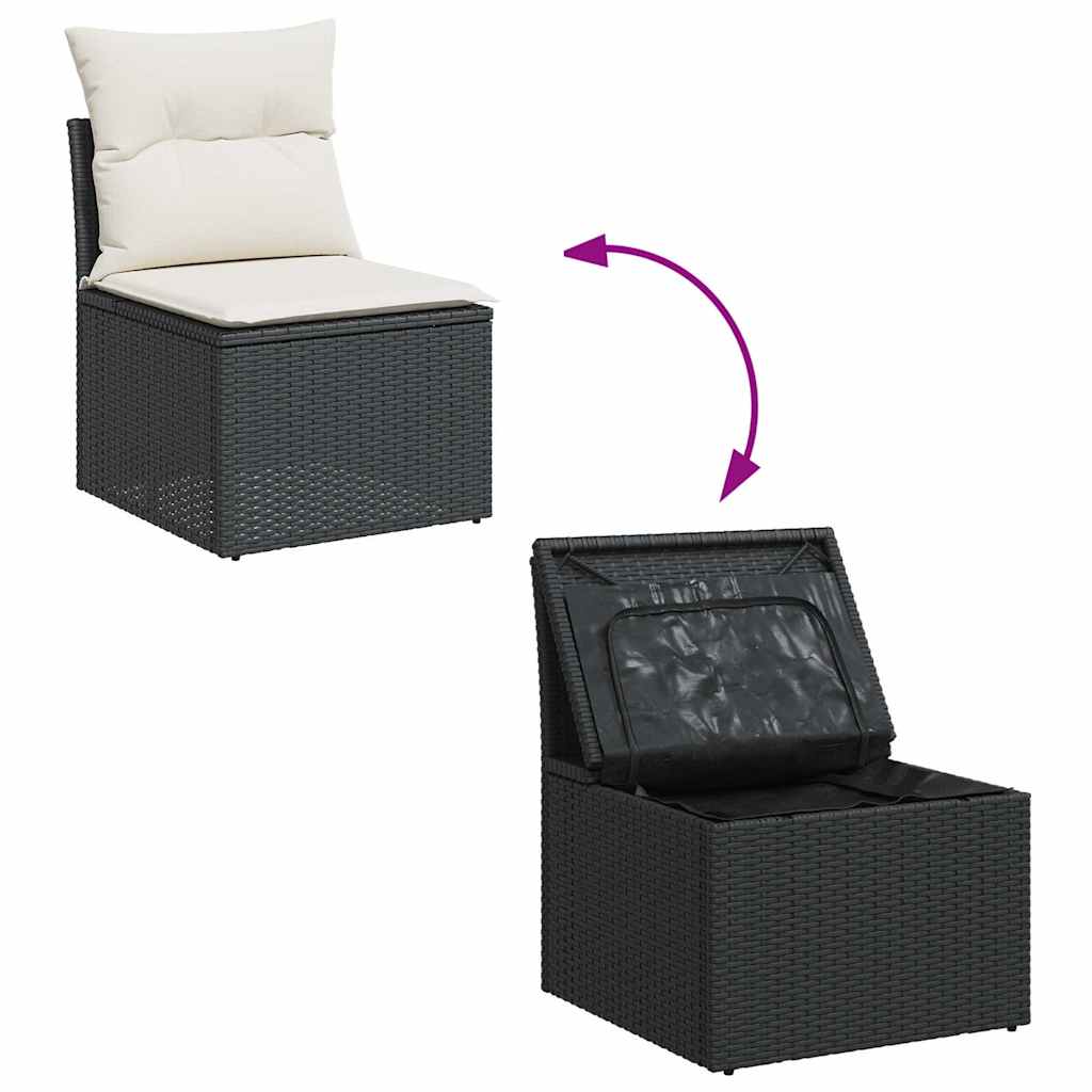 Set Divani da Giardino 4 pz con Cuscini Nero in Polyrattan