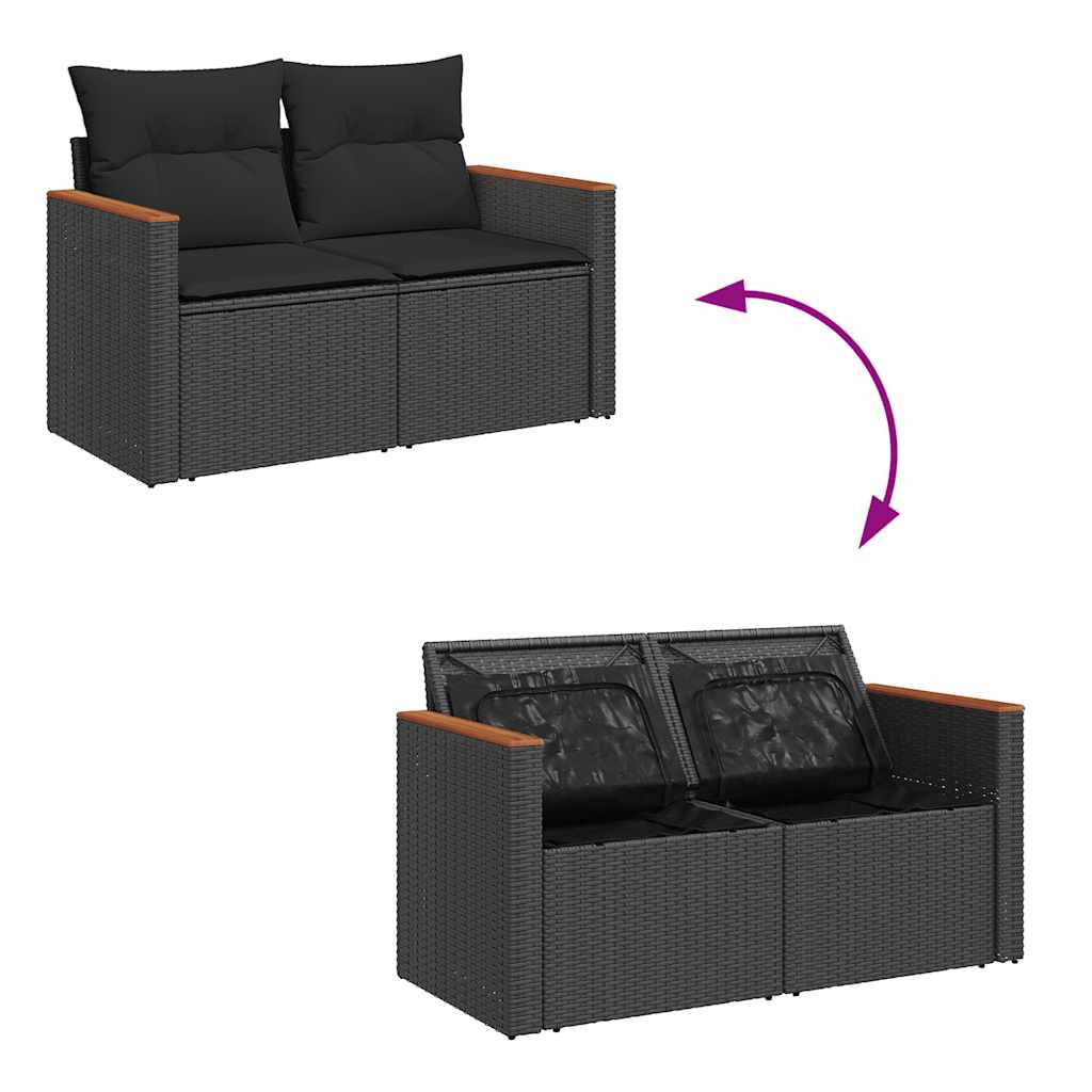 Set Divani da Giardino 5 pz con Cuscini in Polyrattan Nero