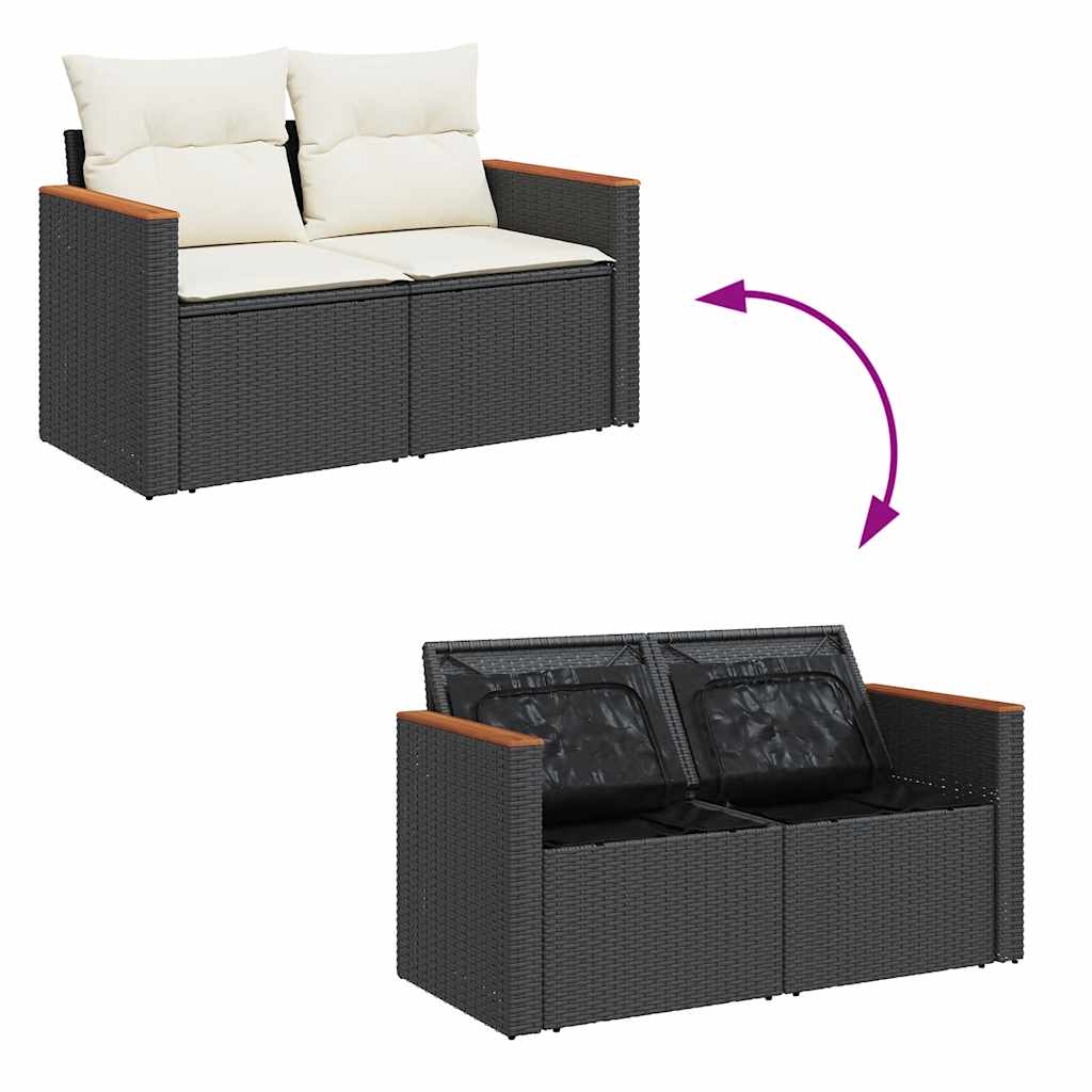 Set Divani da Giardino 5 pz con Cuscini in Polyrattan Nero