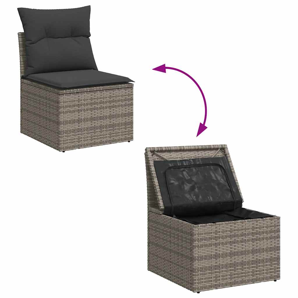 Set Divano da Giardino 5 pz con Cuscini Grigio in Polyrattan