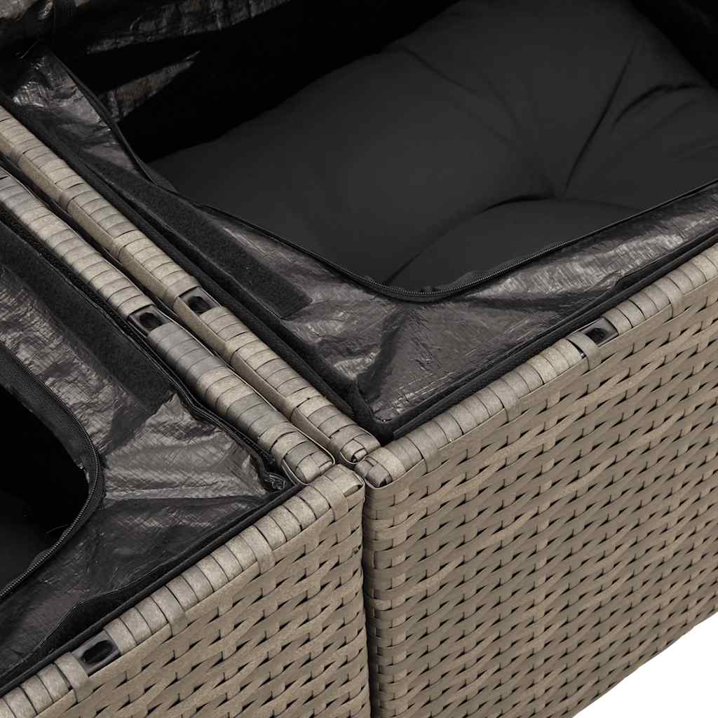 Set Divano da Giardino 5 pz con Cuscini Grigio in Polyrattan