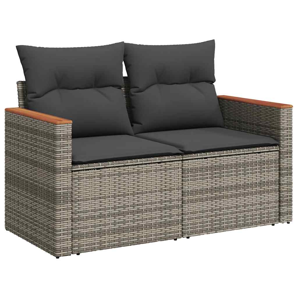 Set Divano da Giardino 6 pz con Cuscini Grigio in Polyrattan