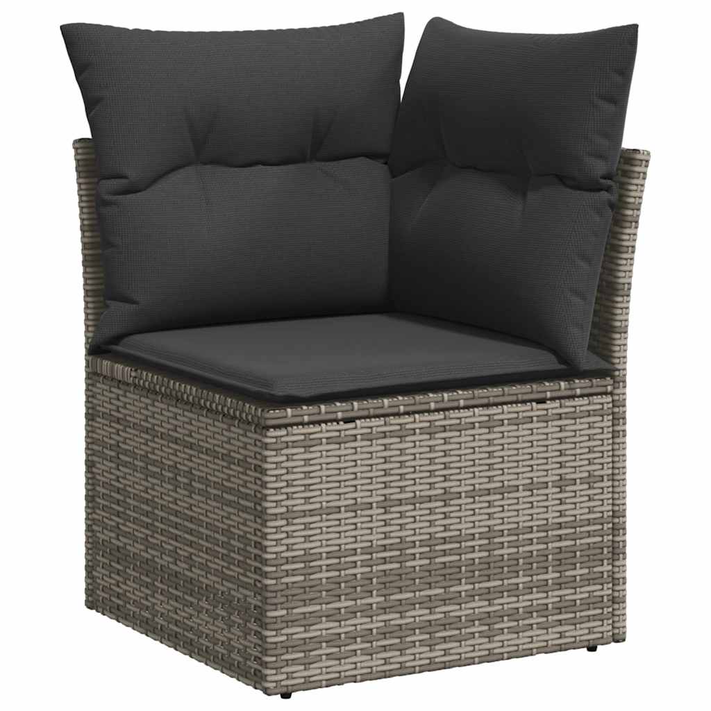 Set Divano da Giardino 6 pz con Cuscini Grigio in Polyrattan