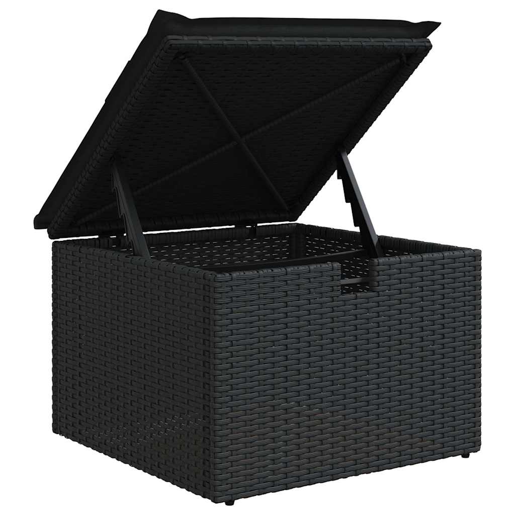 Set Divani da Giardino con Cuscini 7pz Nero Polyrattan