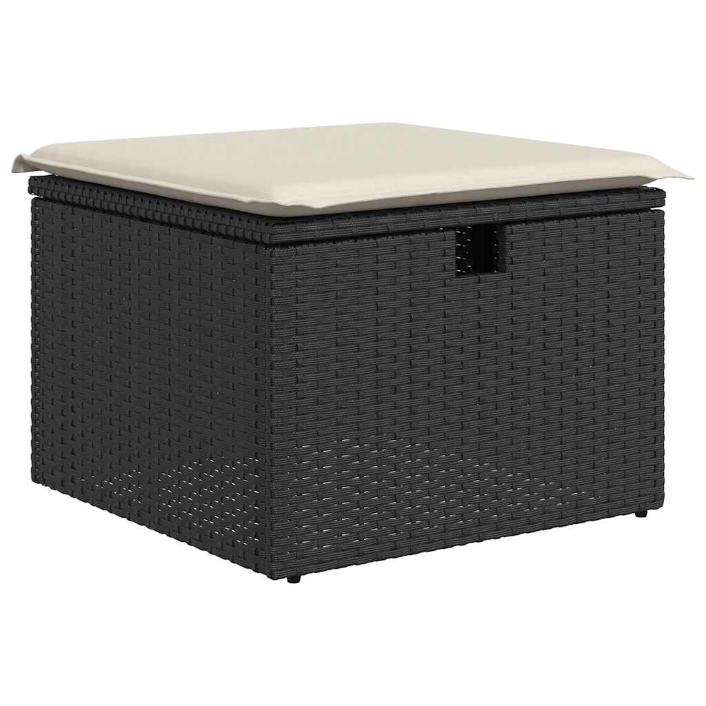 Set Divani da Giardino 4 pz con Cuscini Nero in Polyrattan