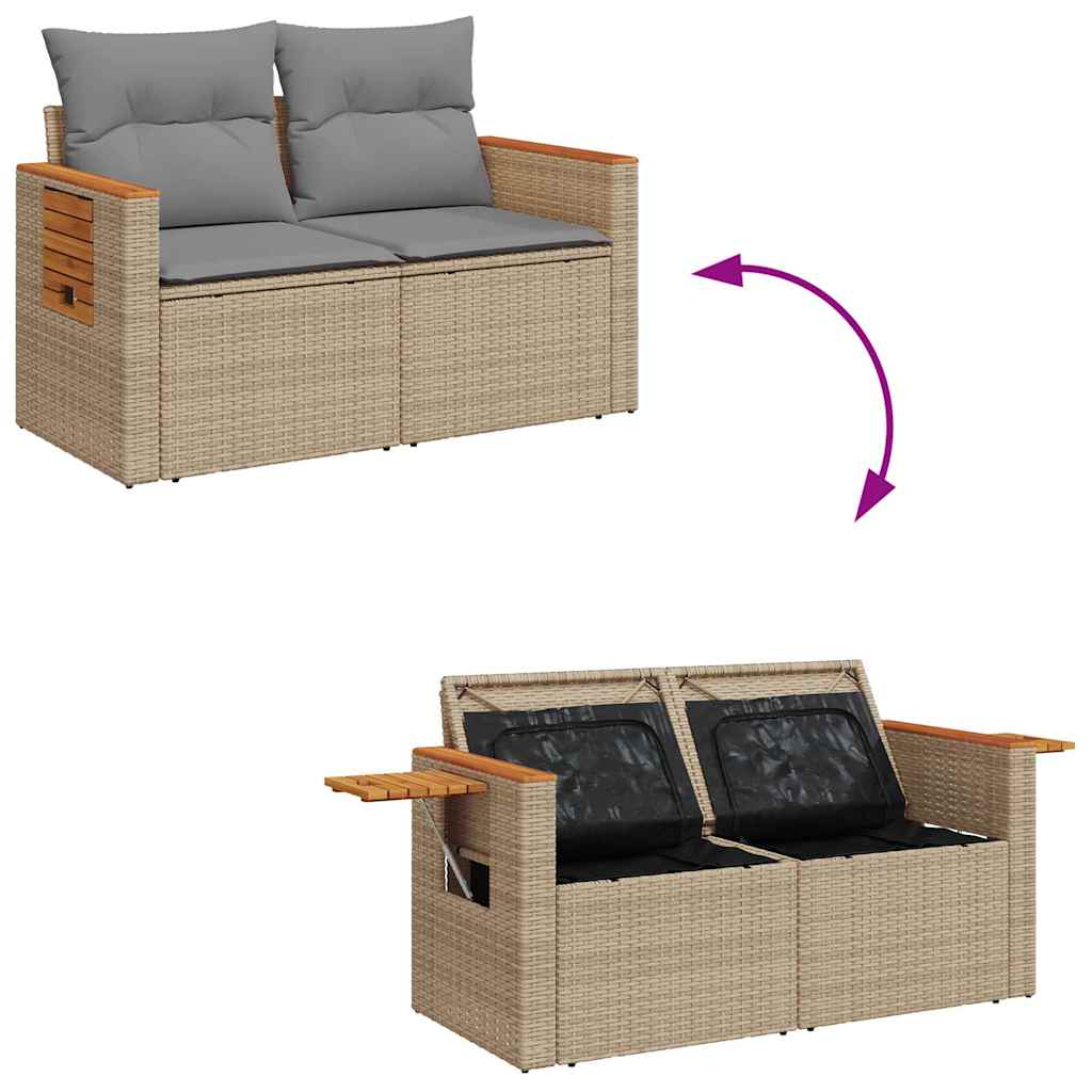 Set Divano da Giardino 4 pz con Cuscini Beige in Polyrattan