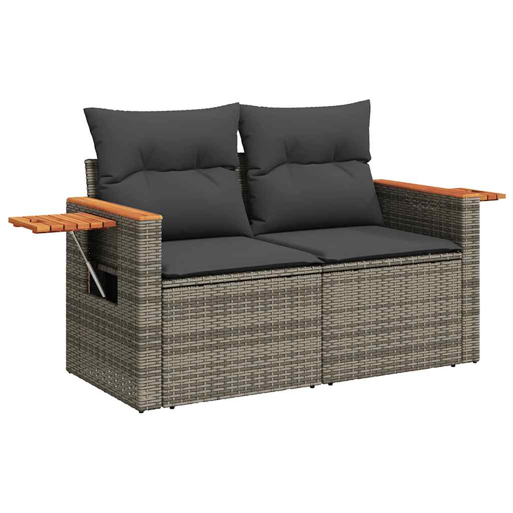 Set Divani da Giardino 4 pz con Cuscini in Polyrattan Grigio