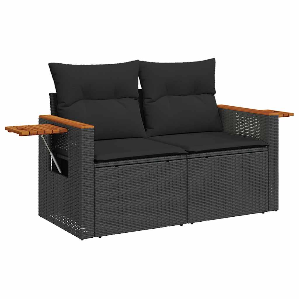 Set Divani da Giardino 5 pz con Cuscini in Polyrattan Nero