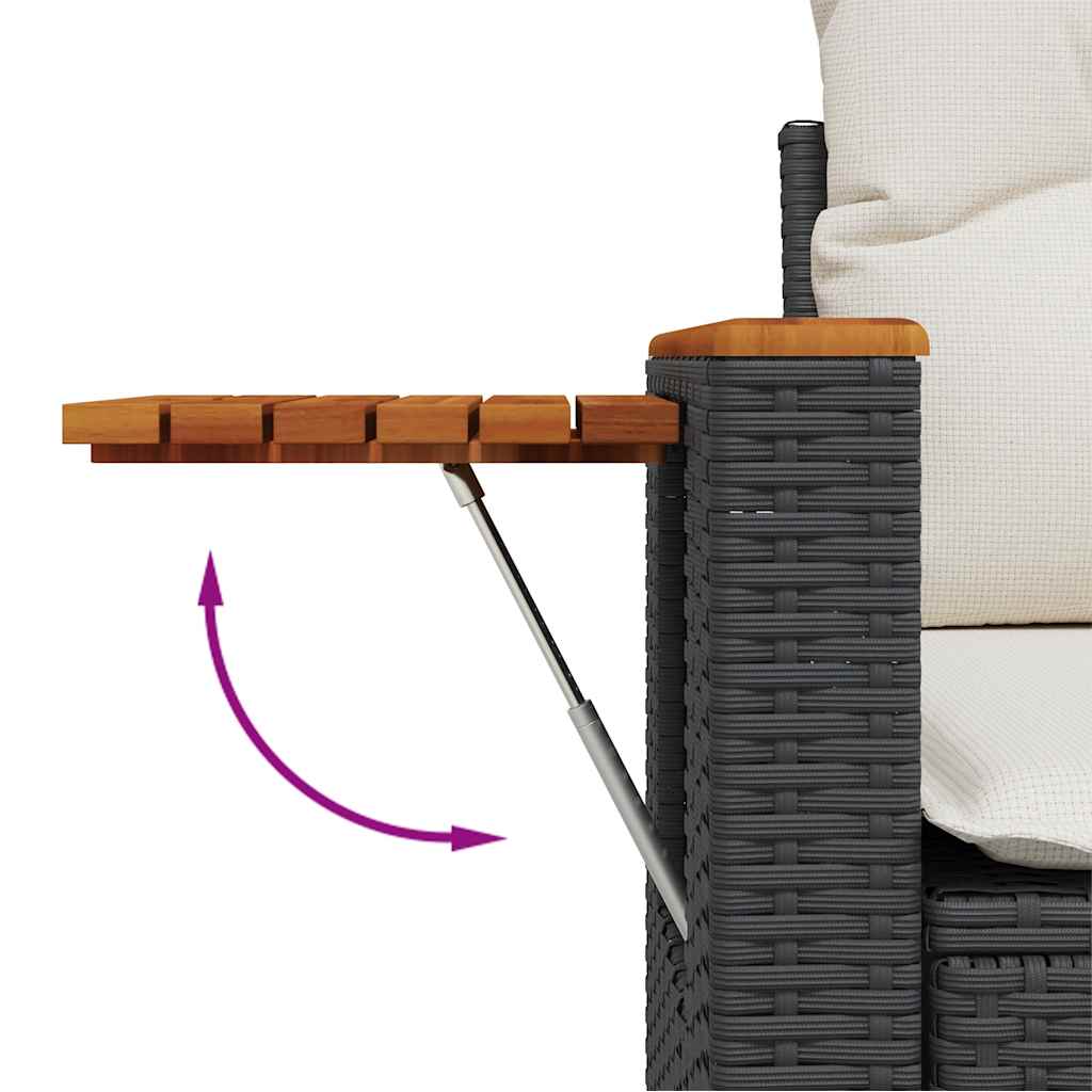 Set Divani da Giardino 5 pz con Cuscini in Polyrattan Nero