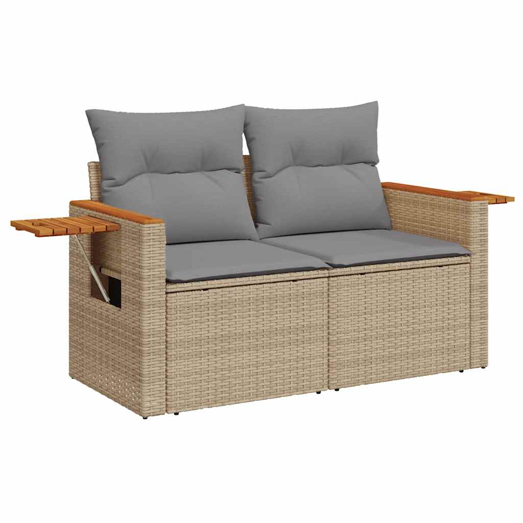 Set Divano da Giardino 6 pz con Cuscini Beige in Polyrattan