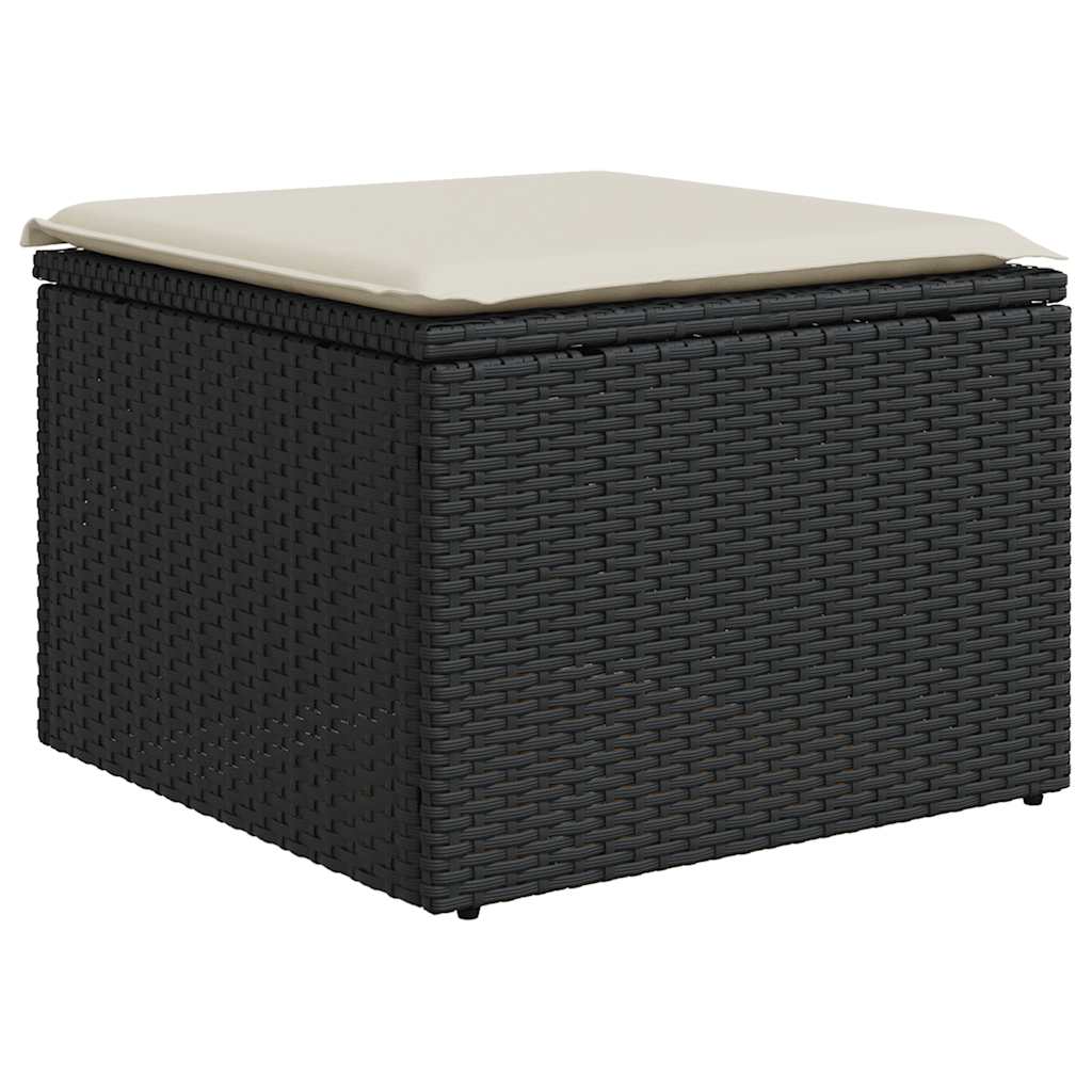 Set Divano da Giardino 6 pz con Cuscini Nero in Polyrattan