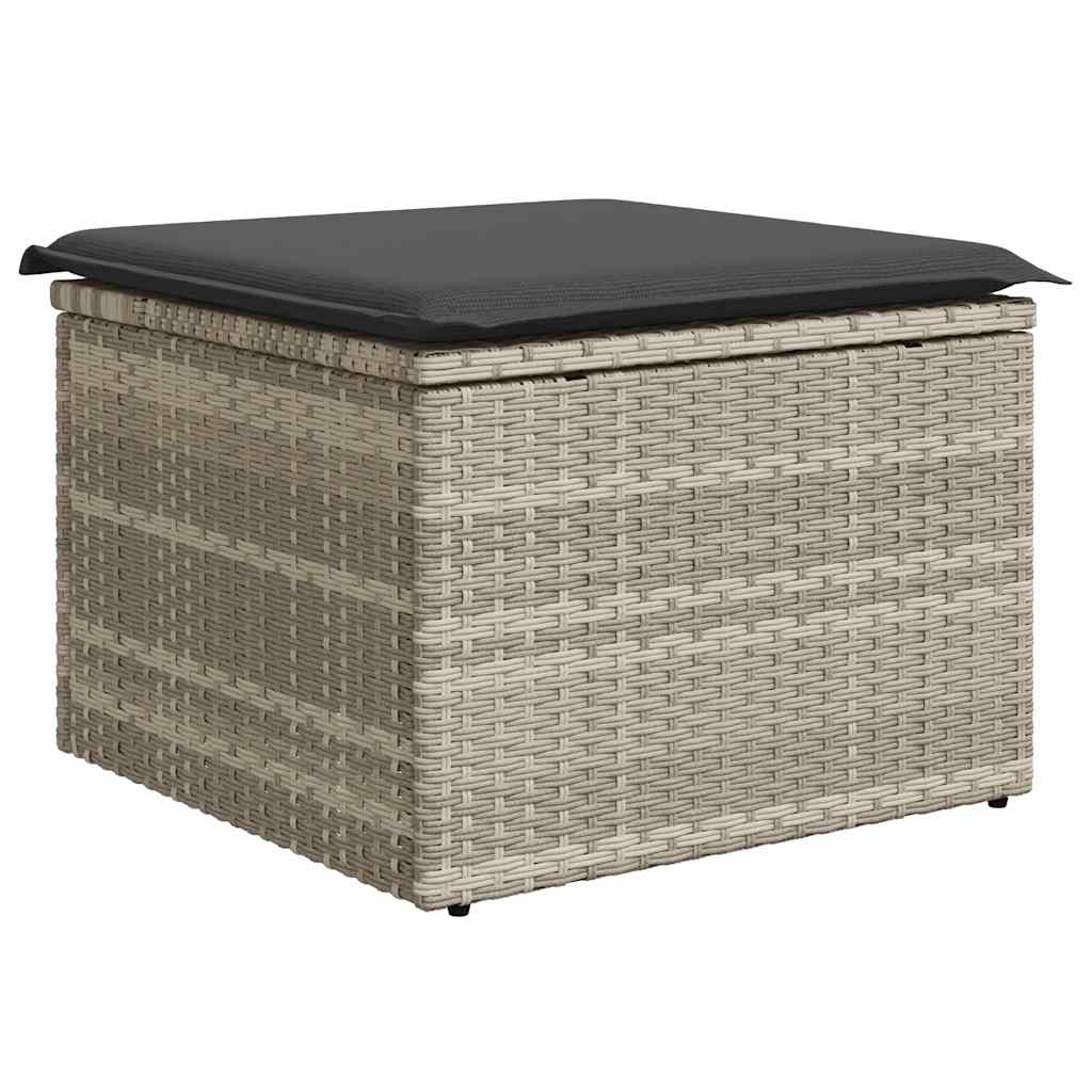 Set Divani da Giardino 7pz con Cuscini Grigio Chiaro Polyrattan