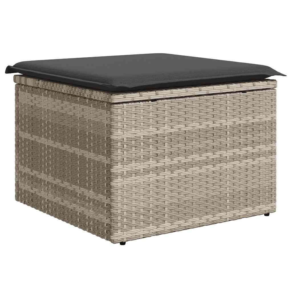 Set Divano da Giardino 8pz con Cuscini Grigio Chiaro Polyrattan