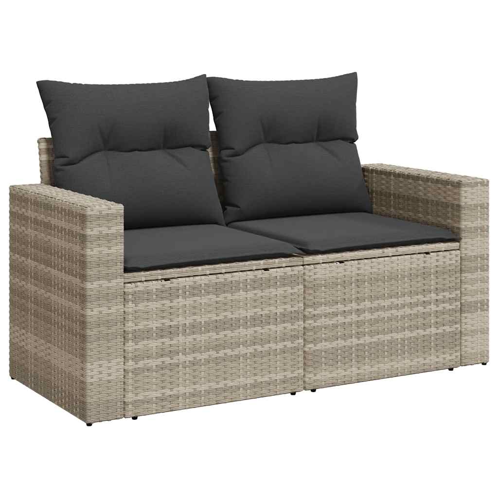 Set Divano da Giardino 9pz con Cuscini Grigio Chiaro Polyrattan