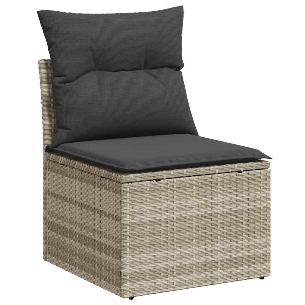 Set Divani da Giardino 11 pz con Cuscini in Polyrattan Grigio