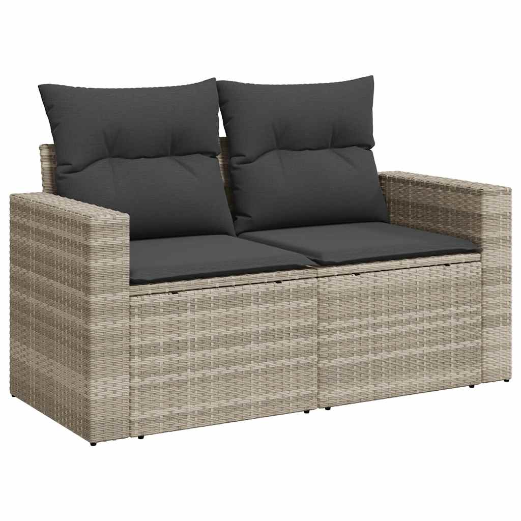 Set Divani da Giardino 11 pz con Cuscini in Polyrattan Grigio