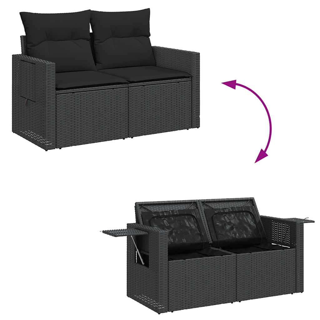 Set Divani da Giardino 5 pz con Cuscini in Polyrattan Nero