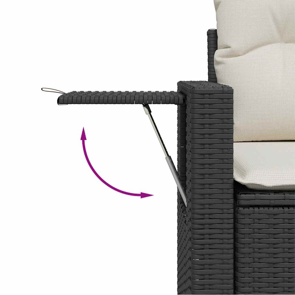 Set Divani da Giardino 5 pz con Cuscini in Polyrattan Nero