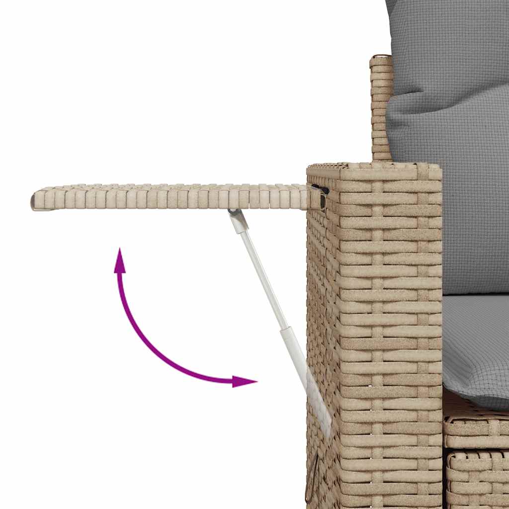 Set Divano da Giardino 5 pz con Cuscini Beige in Polyrattan