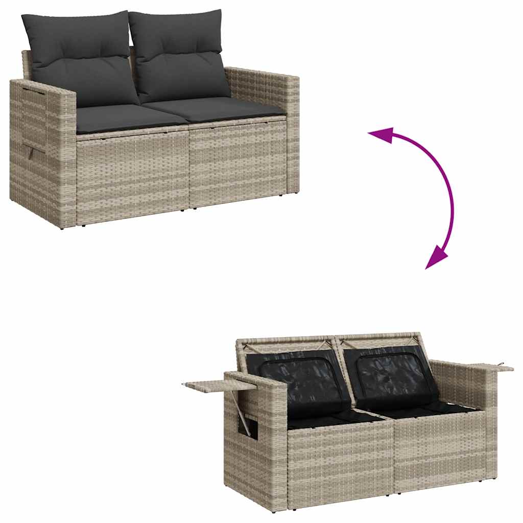 Set Divano da Giardino 5pz con Cuscini Grigio Chiaro Polyrattan