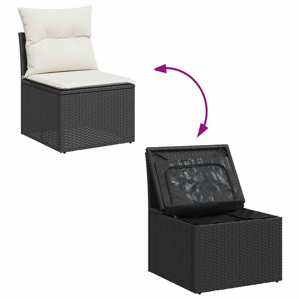 Set Divani da Giardino con Cuscini 8 pz Nero in Polyrattan