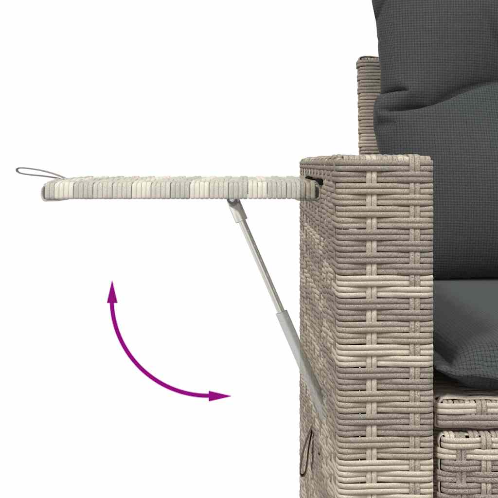 Set Divano da Giardino 9pz con Cuscini Grigio Chiaro Polyrattan